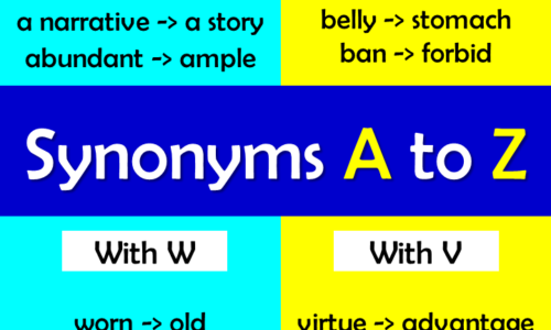 A List of Synonyms Words, A to Z Synonyms with Pdf