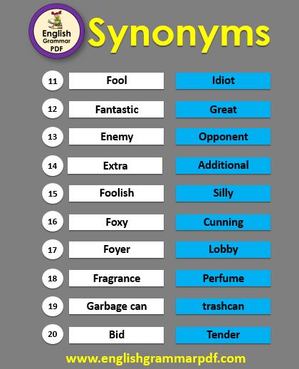 a list of synonyms words with pdf