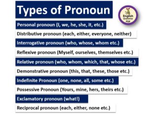 different types of pronoun pdf with examples and sentences