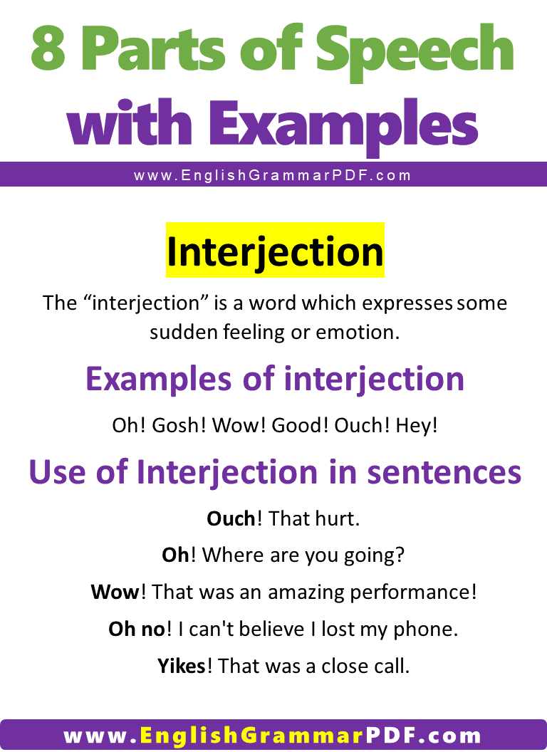 interjection Parts of Speech with Examples