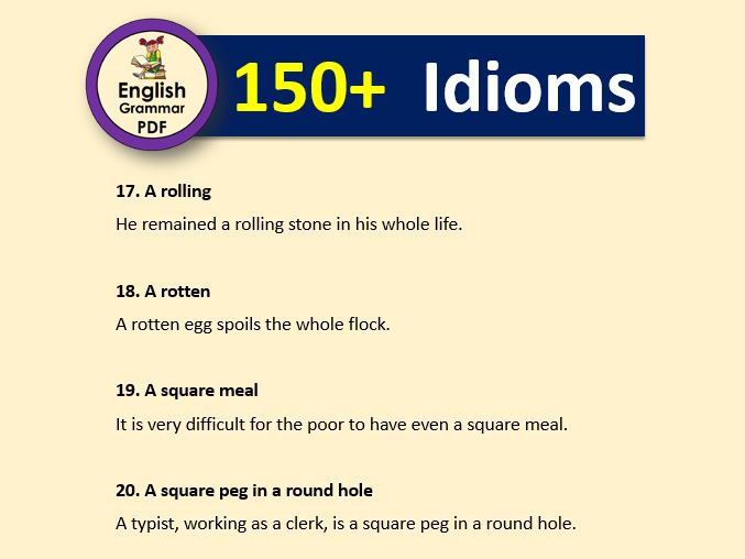 huge list of idioms with sentences and pdf