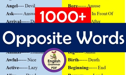 1000 Antonyms / Opposite Words in English A to Z With Infographics and PDF