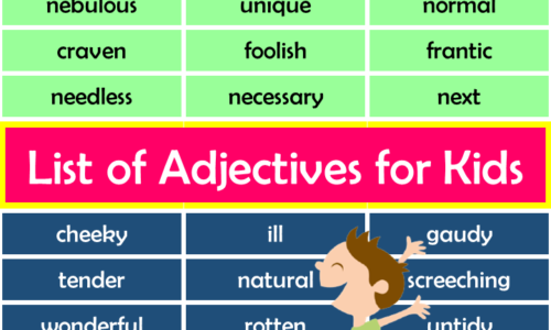 List of Adjectives for Kids Pdf– 1000+ Adjectives for Kids