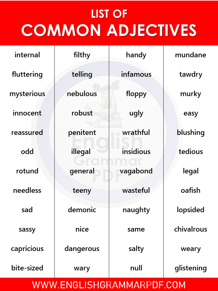 creative writing adjectives list