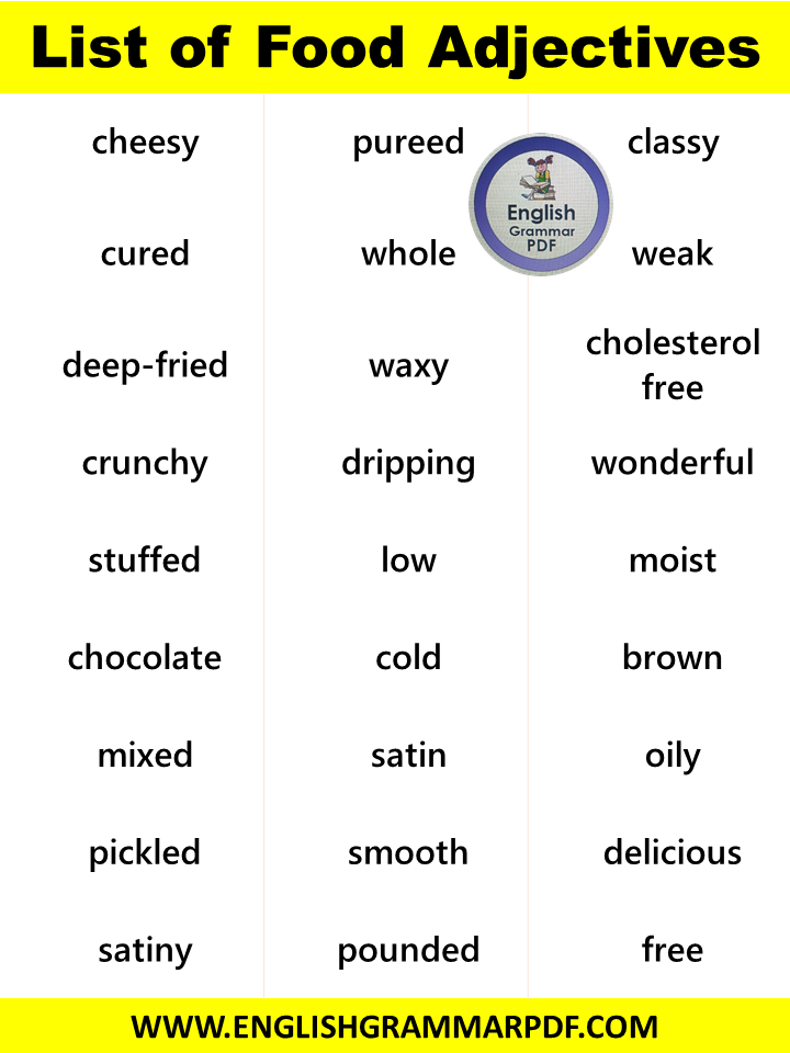 list of food adjectives in english