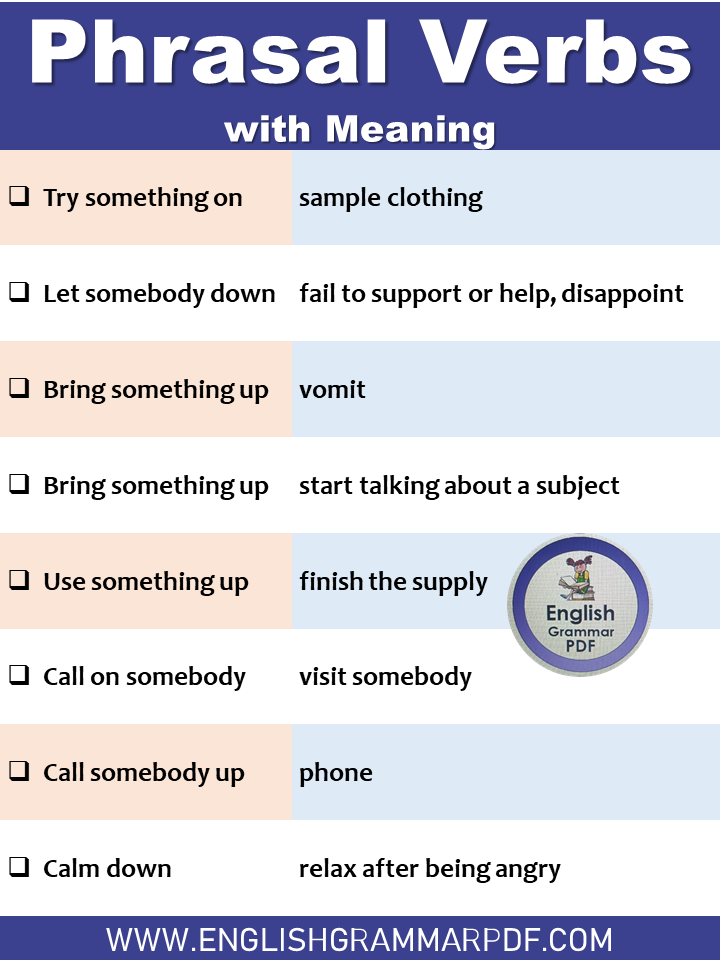 list of phrasal verbs with meaning
