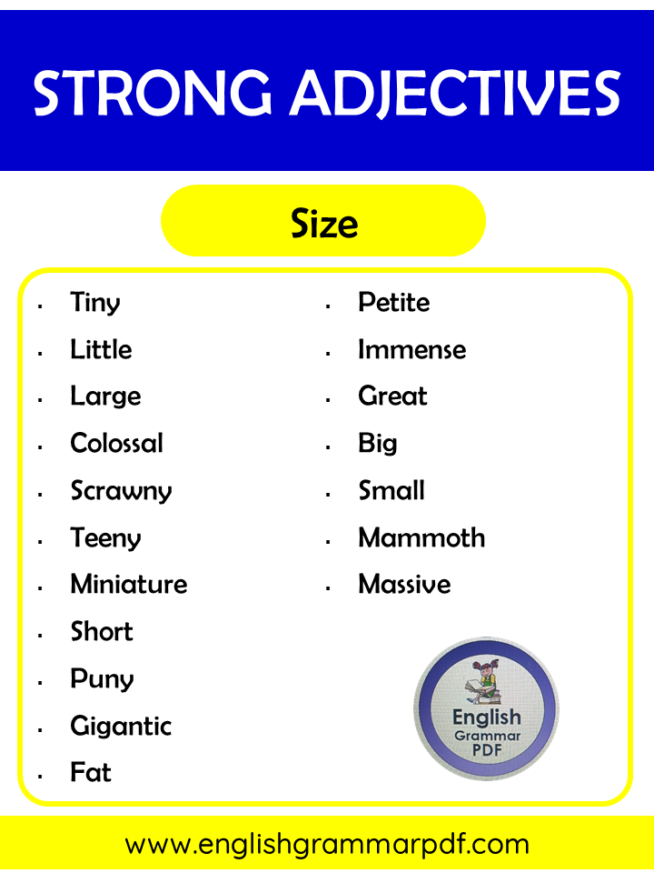 Strong adjectives for size