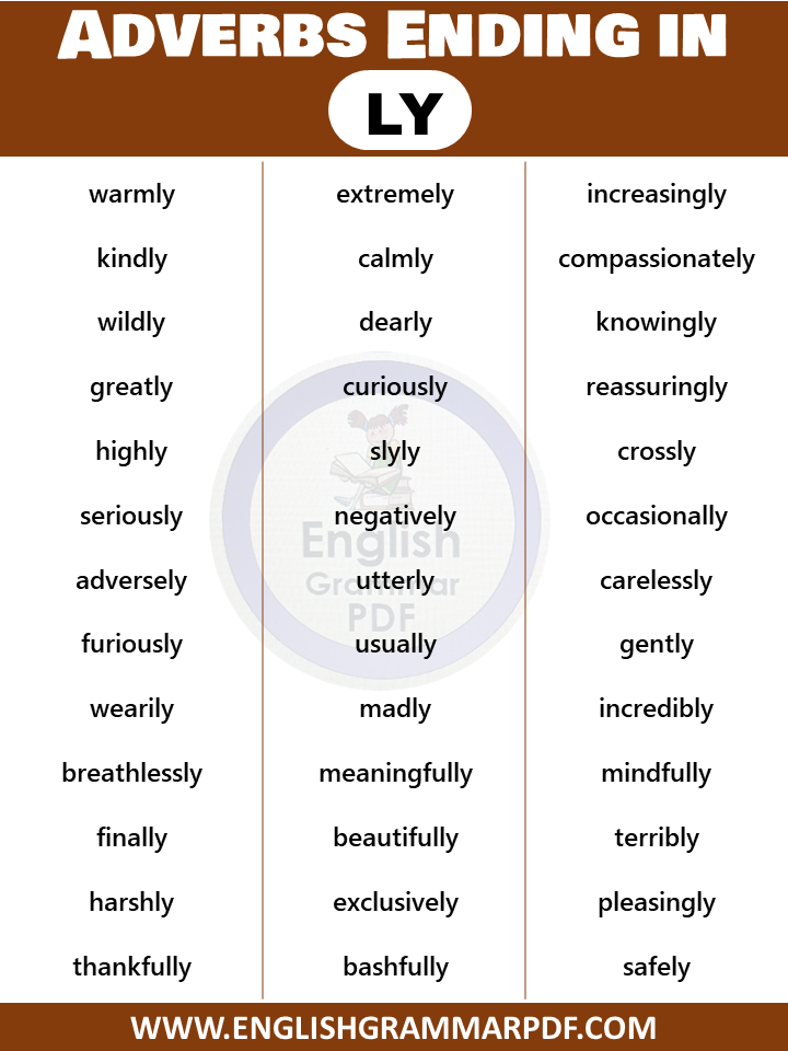 200 List Of Adverbs Ending In Ly English Grammar Pdf