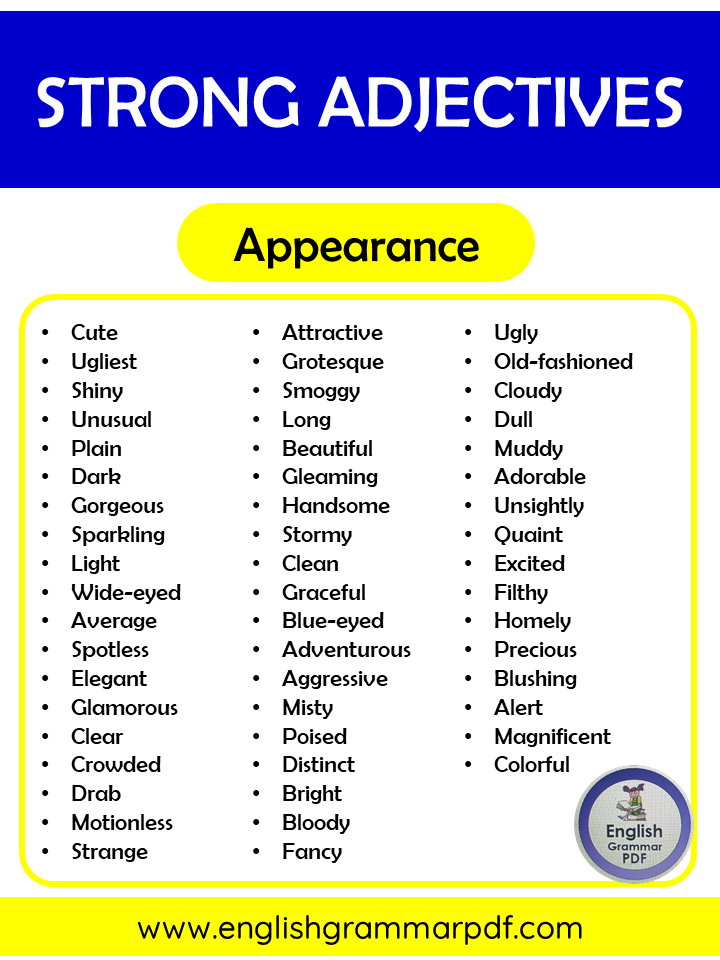 Strong adjectives for appearance