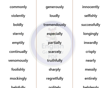 200+ List of Adverbs Ending in Ly