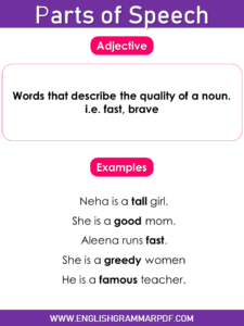 Parts Of Speech In English Grammar Pdf Examples And Infographics