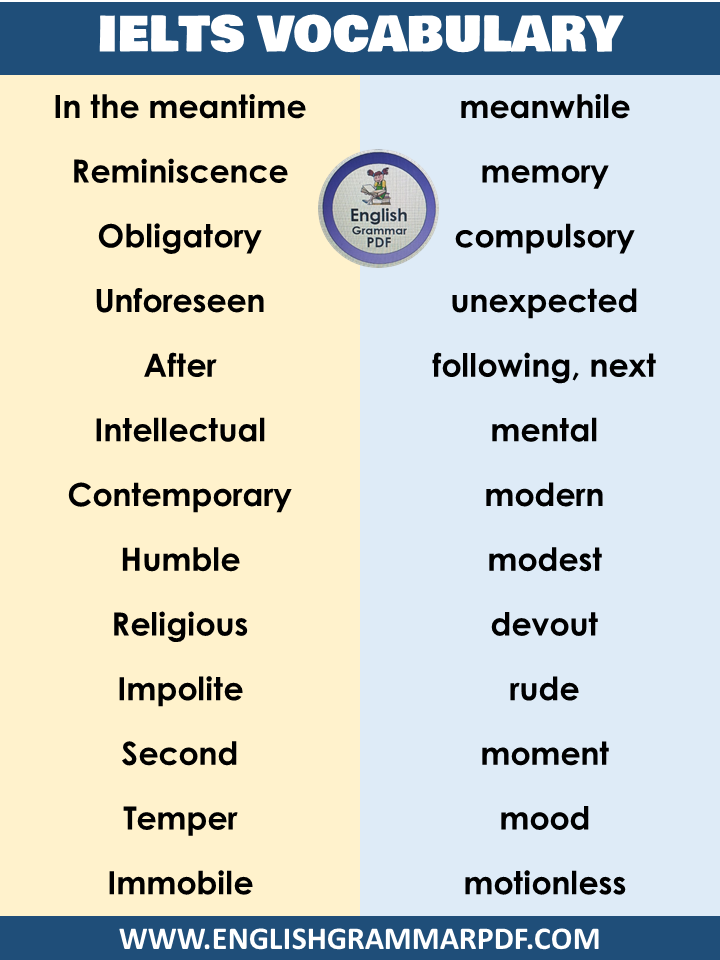 basic vocabulary for IELTS