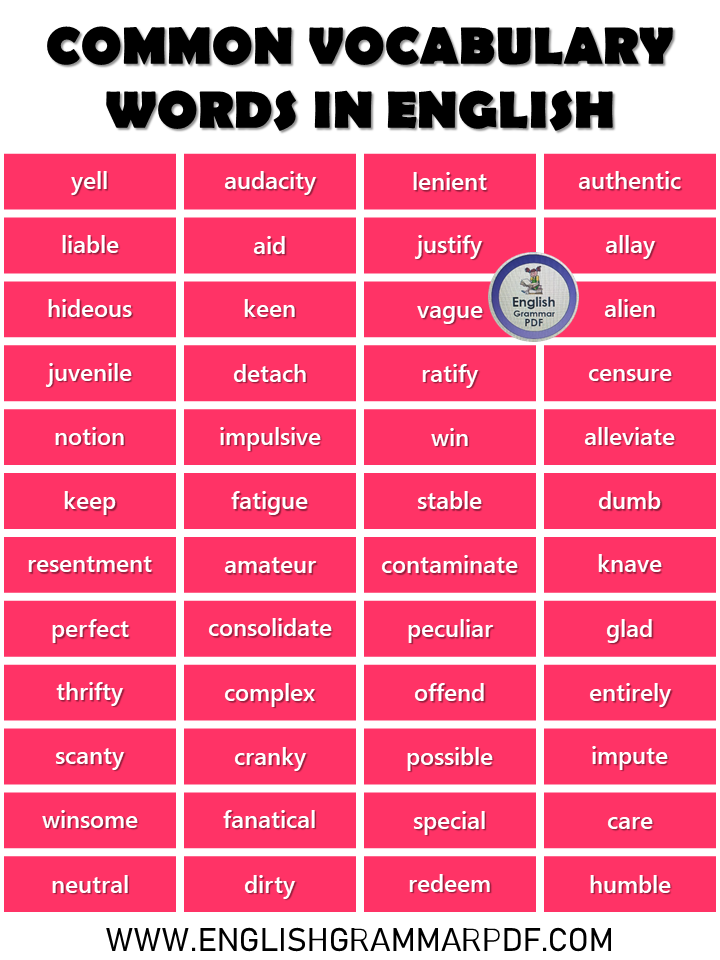 common english words list