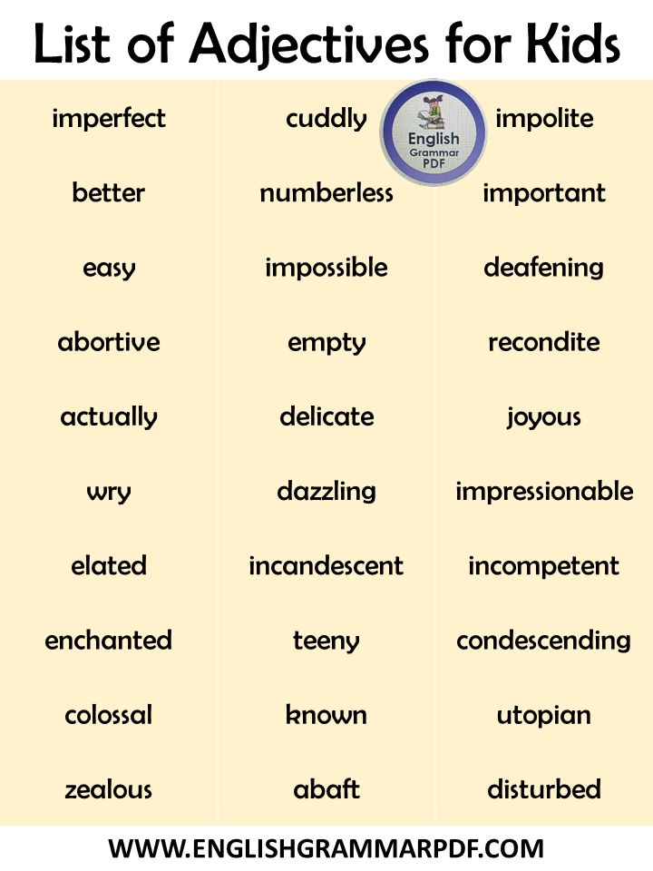 adjectives for kids pdf