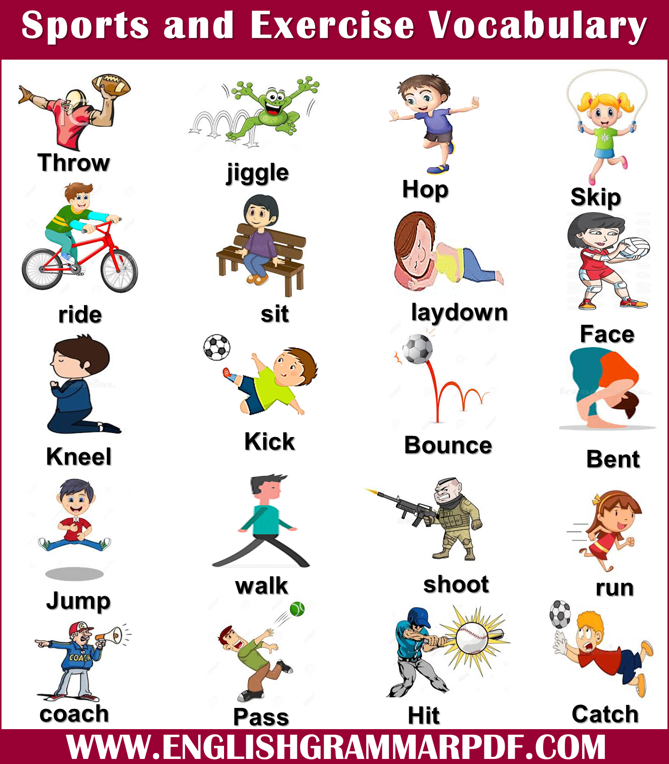sports and fitness vocabulary words with pictures