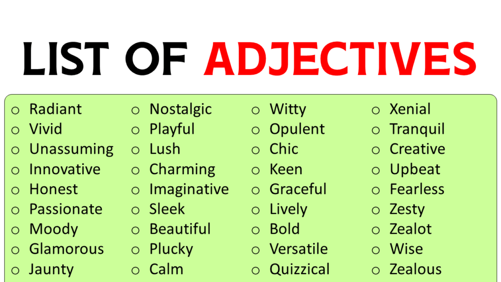 List of Adjectives 2