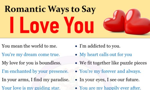 100 Romantic ways to say I LOVE YOU