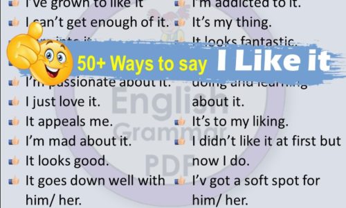 50+ cool ways to say I Like it | Like synonyms PDF