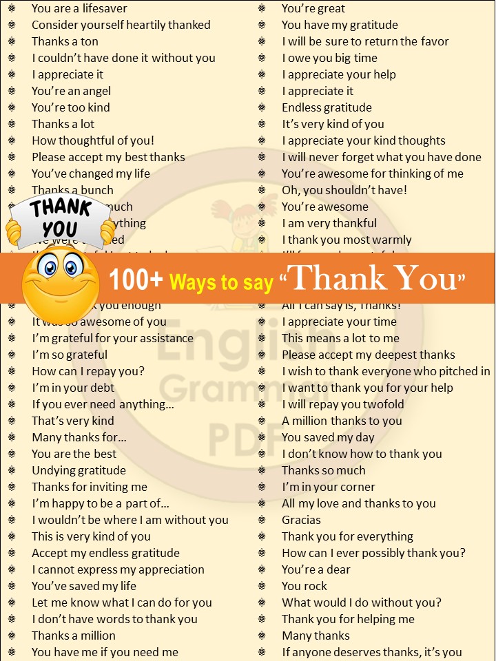 100+ ways to say Thanks | Thank you so much