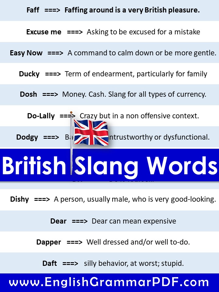 british slang words list