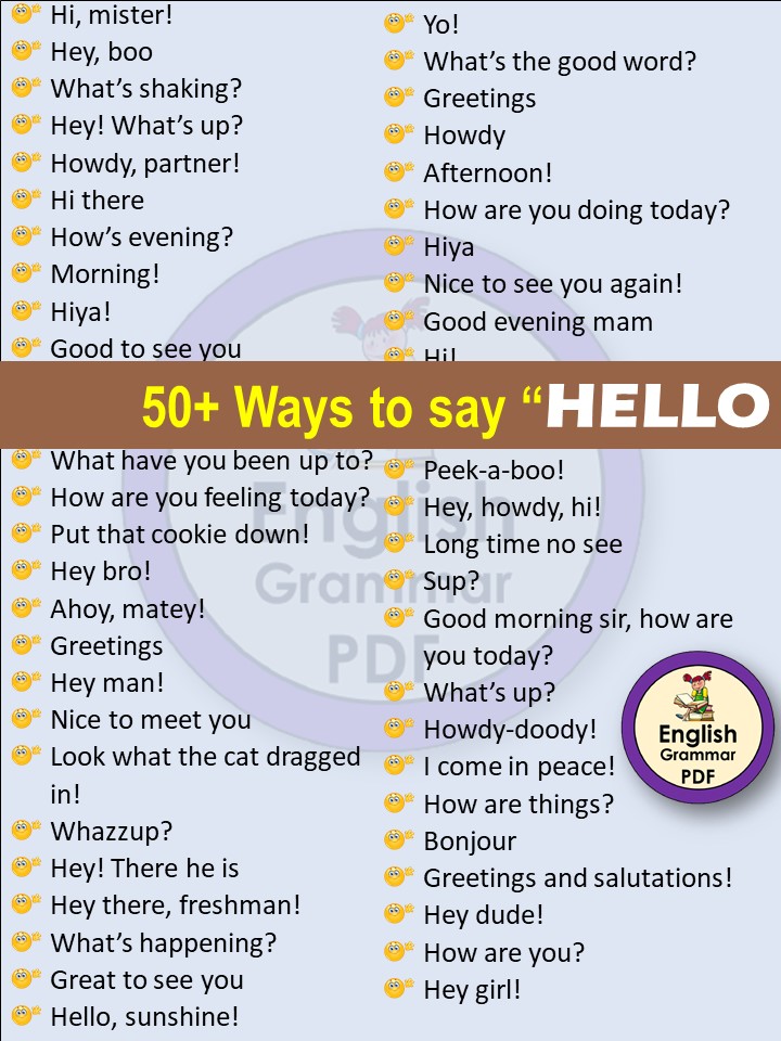 50+ best ways to say Hello with Pdf