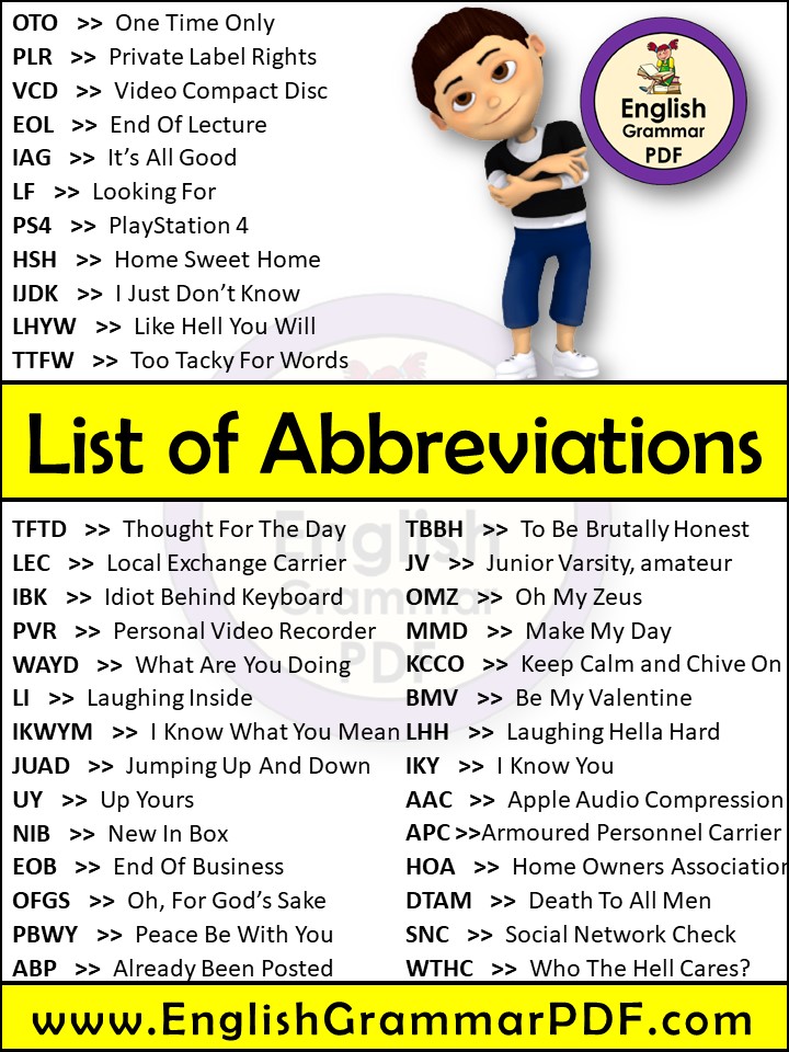 most common abbreviations for texting