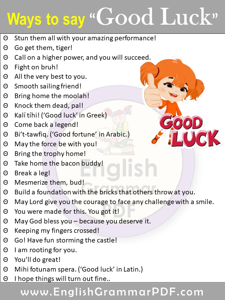 100+ different ways to say Good Luck | Goodluck synonyms - English ...