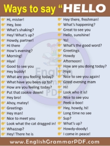 50+ best ways to say Hello with Pdf - English Grammar Pdf