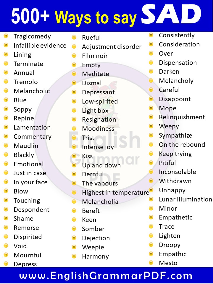 What's another word for SAD? 500+ Sad synonyms list