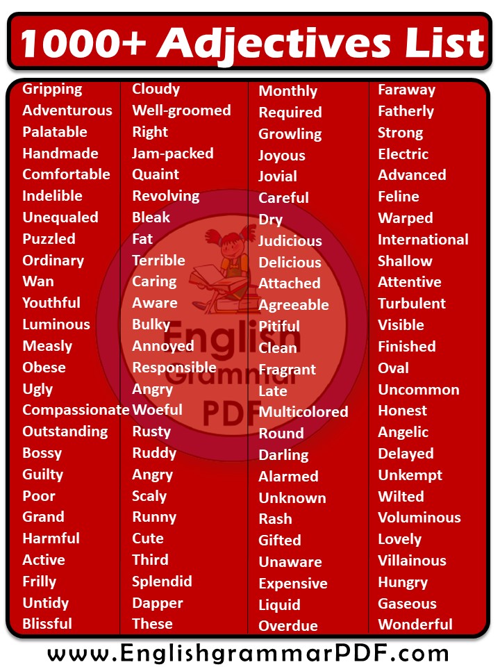 adjective words pdf