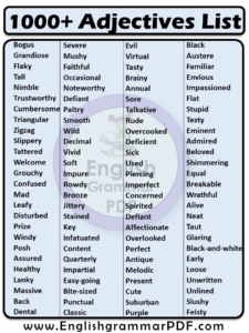 1000+ List of adjective words PDF - English Grammar Pdf