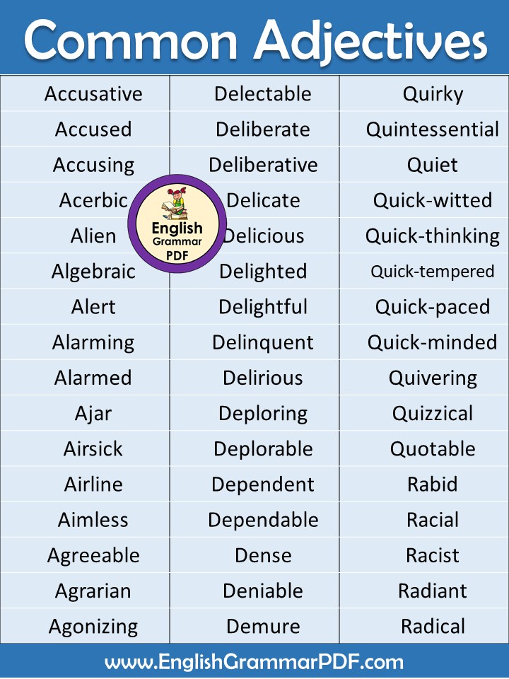 adjectives words