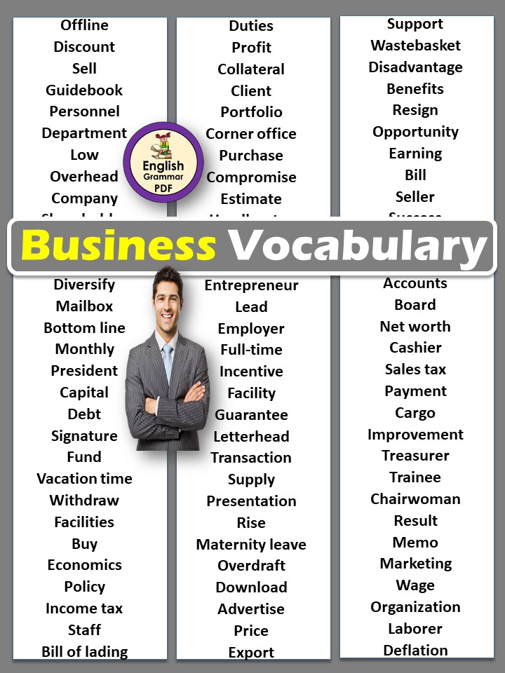 business vocabulary words list in english pdf