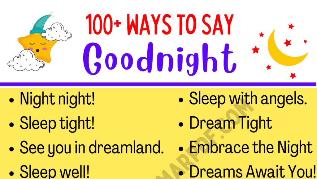 ways to say Goodnight
