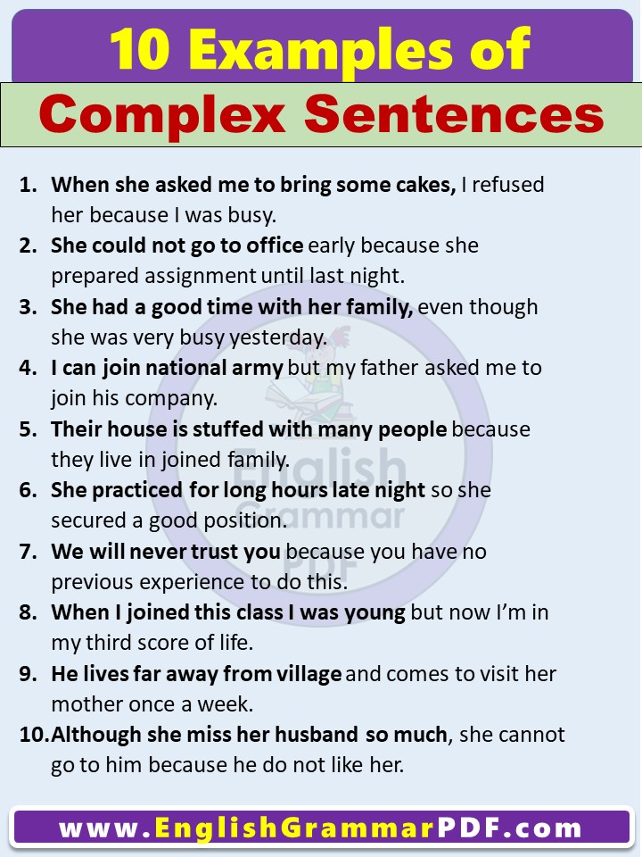10 Examples of Complex Sentences in English