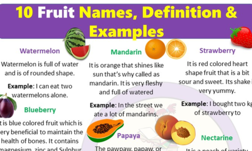 10 Fruits Name in English, Definition and Examples