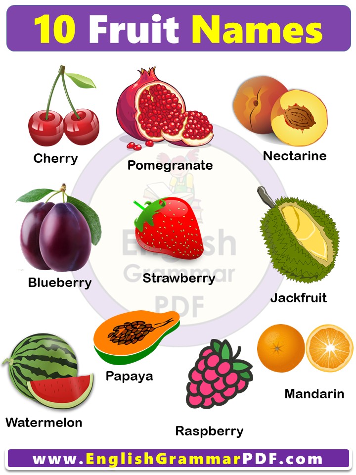 10 Fruits Name in English