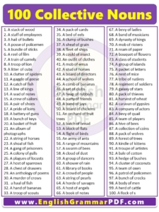 100 Examples of Collective Nouns PDF