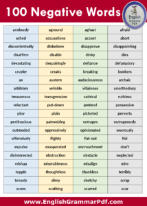 100 Negative Words List