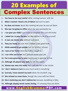 20 Examples of Complex Sentences in English pdf