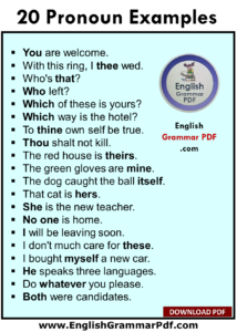 20 examples of pronouns