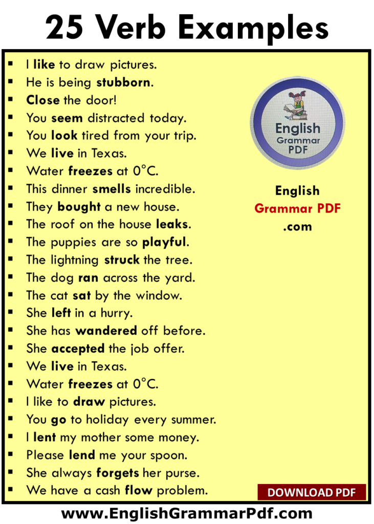 25 verb sentences