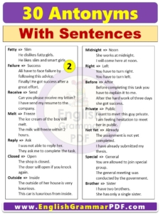 30 Antonyms examples in a sentence