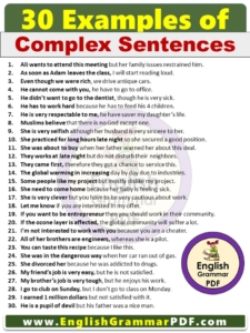 30 Examples of Complex Sentences in English pdf