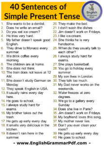 40 Sentences of Simple Present Tense