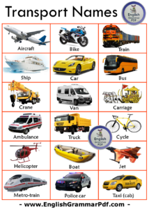 40 Transport Names List in English