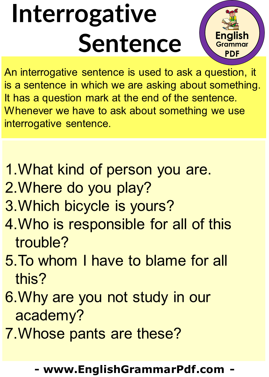 7 examples of interrogative sentences