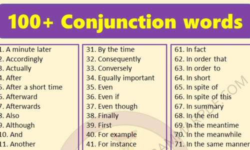 100+ Conjunction Words List in English