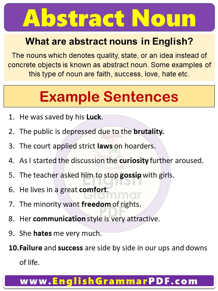 Examples of Abstract Noun Sentences