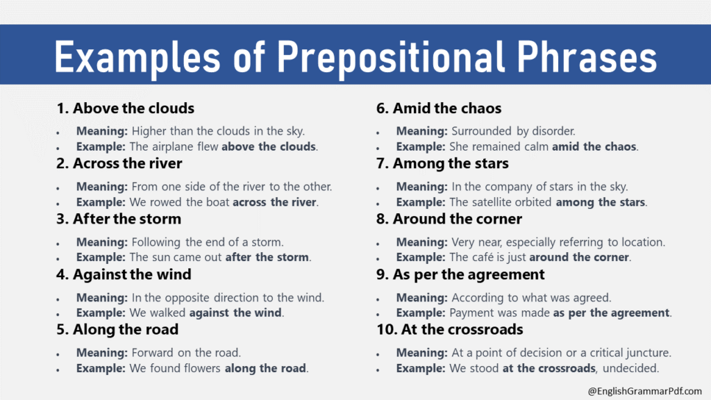 Examples of Prepositional Phrases